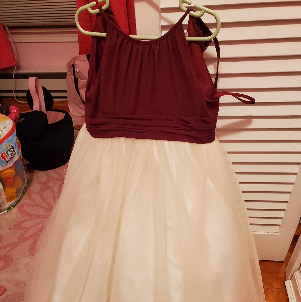 Bill Levkoff Flower Girl dress Ivory and Burgundy size 6
